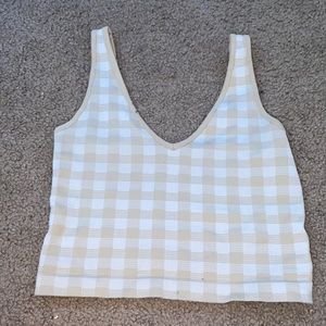 cream and white tank top